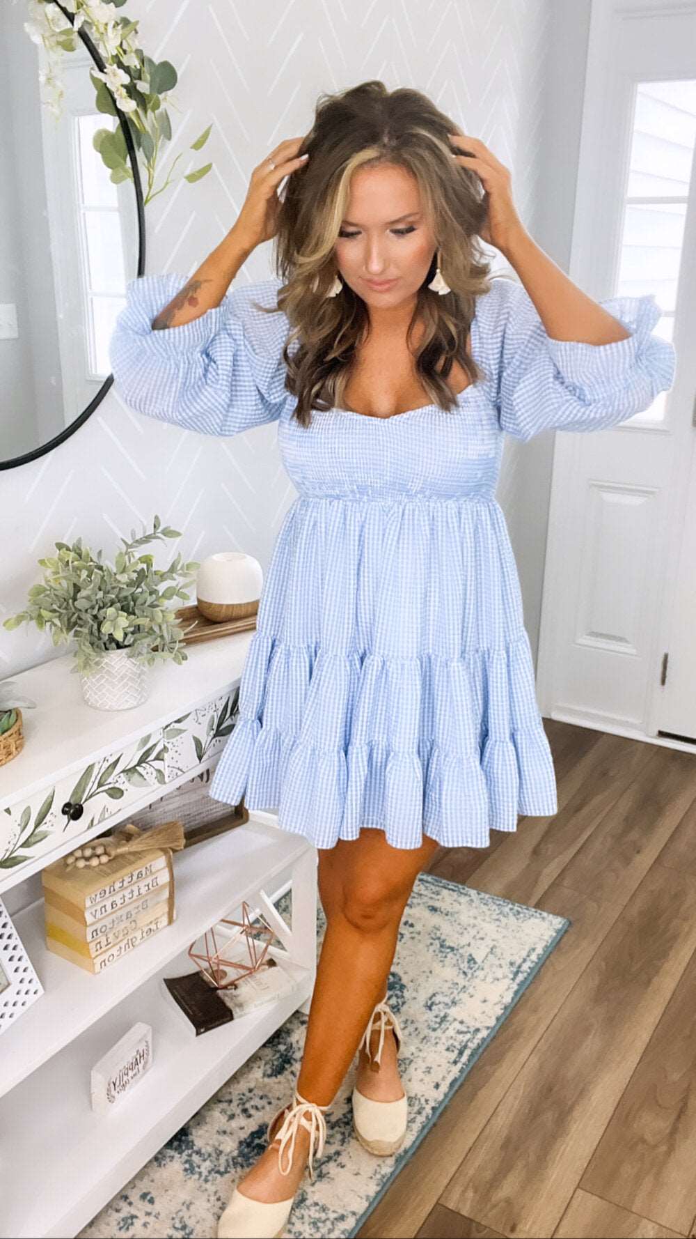 Baby Blue Gingham Mini Dress