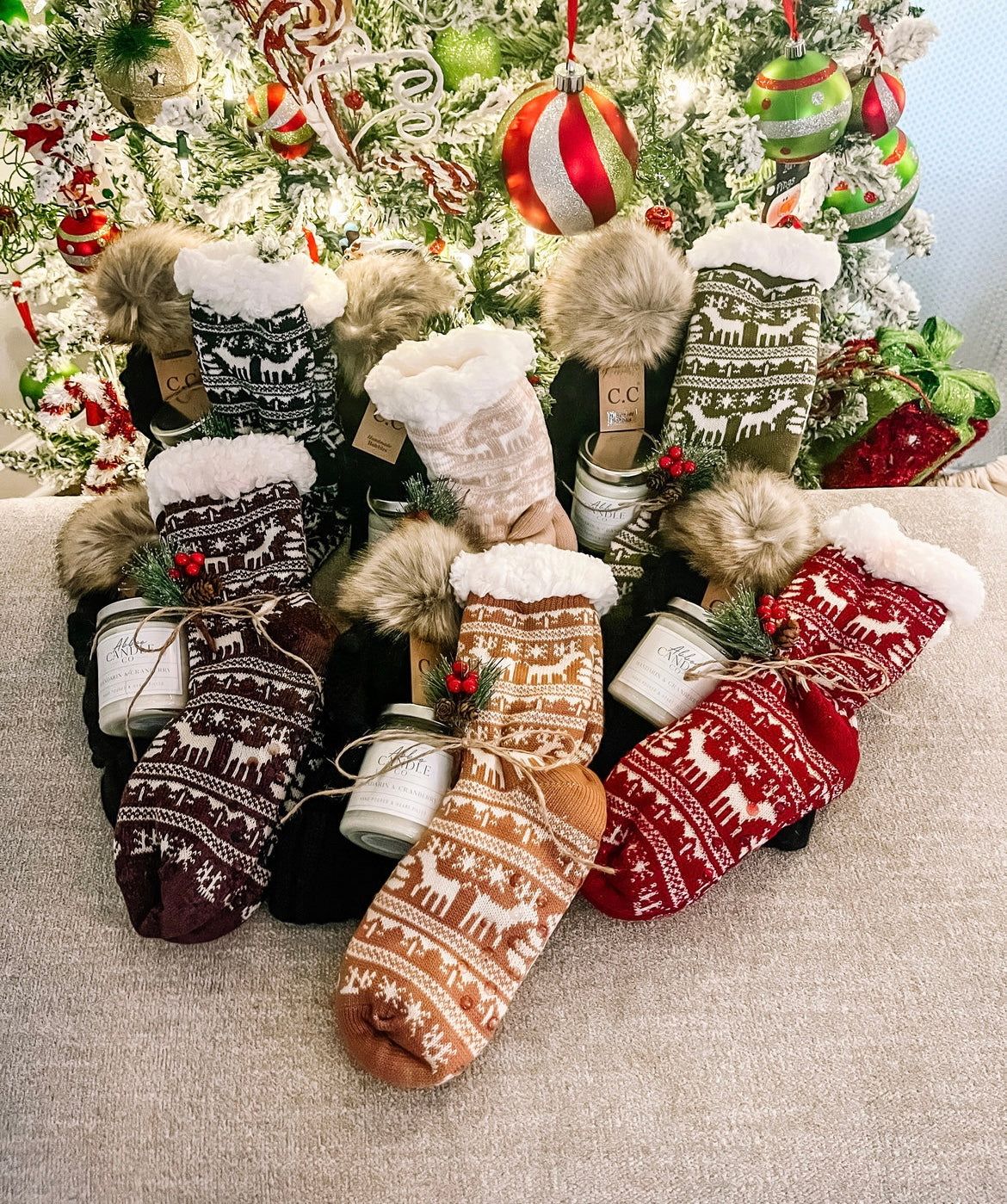 Holiday Grip Socks - Color Varies